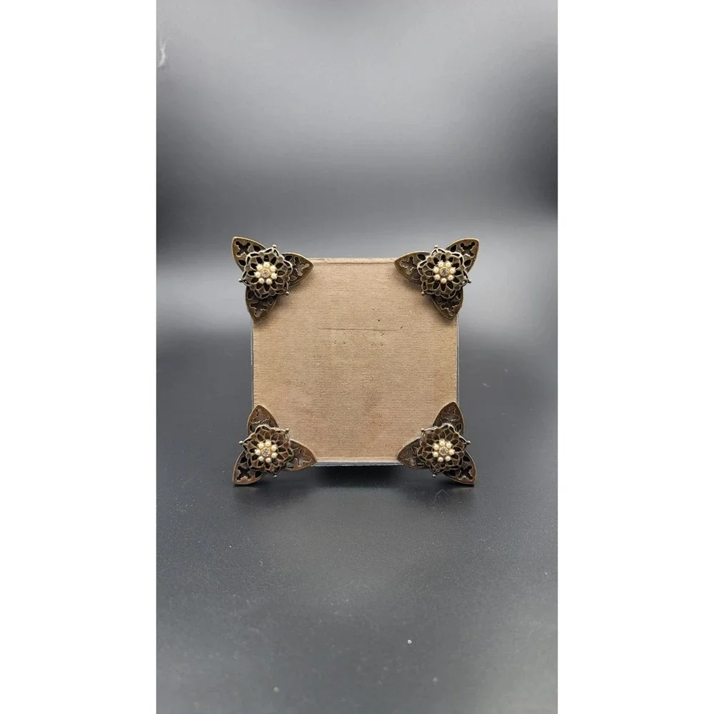 Art Deco Trinket Style Picture Frame Silver Rhinestone 4x4 Whimsical Fairy